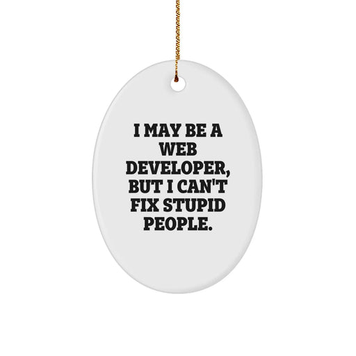 Funny Web Developer Gifts from Men to Coworkers - Oval Ornament with I May Be A Web Developer Quote, Perfect for Christmas Unique Gifts - Image 1