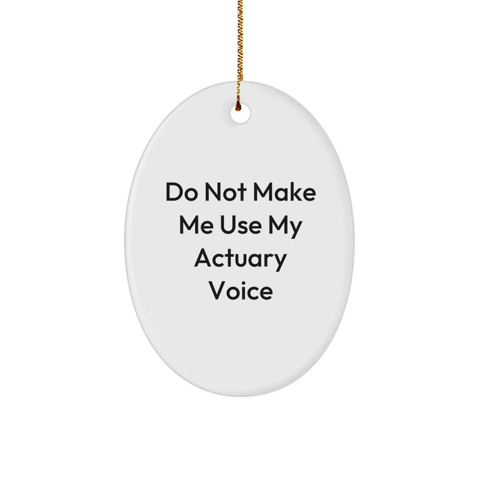 Funny Actuary Gifts, Oval Ornaments for Christmas, 'Do Not Make Me Use My Actuary Voice', Unique Gifts from Friends, Family, Coworkers for Actuary Men, Women - Image 1