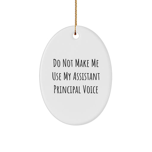 Assistant Principal Gifts: Funny Oval Ornament 'Do Not Make Me Use My Assistant Principal Voice' for Christmas - Image 1
