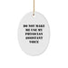 Funny Physician Assistant Gifts from Friends - 'Do Not Make Me Use My Physician Assistant Voice' Oval Ornament for Christmas - Image 1