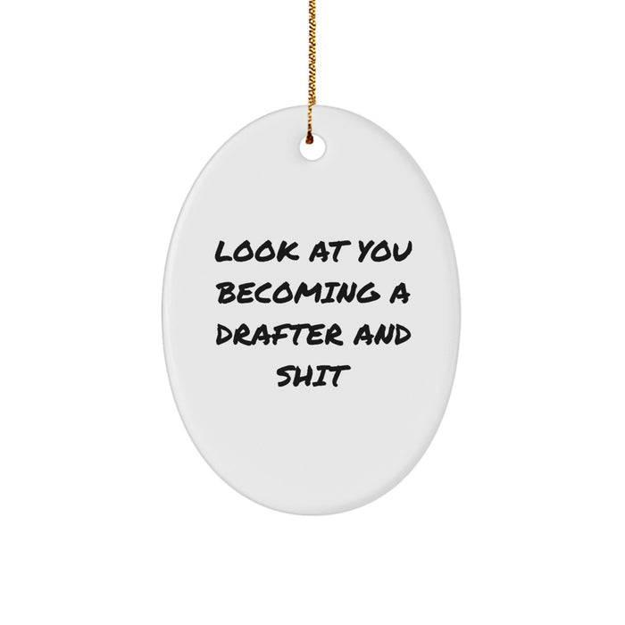 Funny Drafter Gifts for Men - Oval Ornament for Christmas Unique Gifts from Friends or Family - Image 1