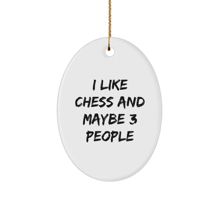 Funny Chess Oval Ornament Gifts from Friends for Chess Lovers, Unique Christmas Unique Gifts, Oval Shape Decorations - Image 1