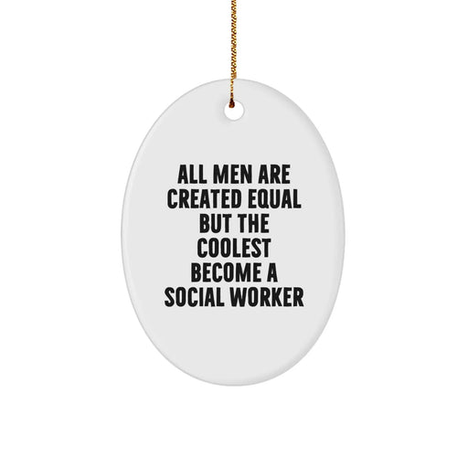 Funny Social Worker Gifts, Oval Ornament for Men, Christmas Unique Gifts from Friends, Coworkers, Family for Social Worker, Oval Shaped MDF Wood - Image 1