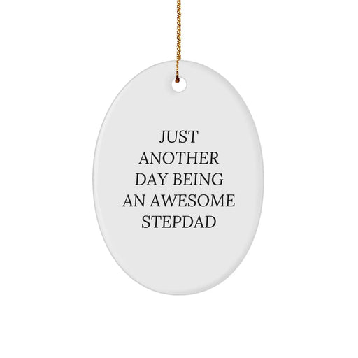 Funny Stepdad Gifts from Men - Just Another Day Being An Awesome Stepdad Christmas Unique Oval Ornament for Stepdad - Image 1