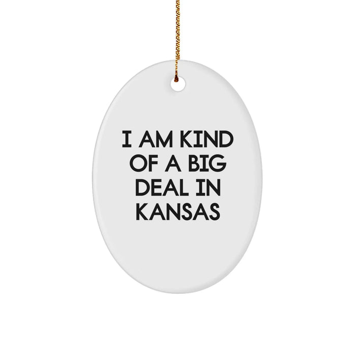 Funny Kansas Oval Ornament Gifts from Men to Friends and Family - 'I Am Kind of a Prime Selection in Kansas' Christmas Decoration - Image 1