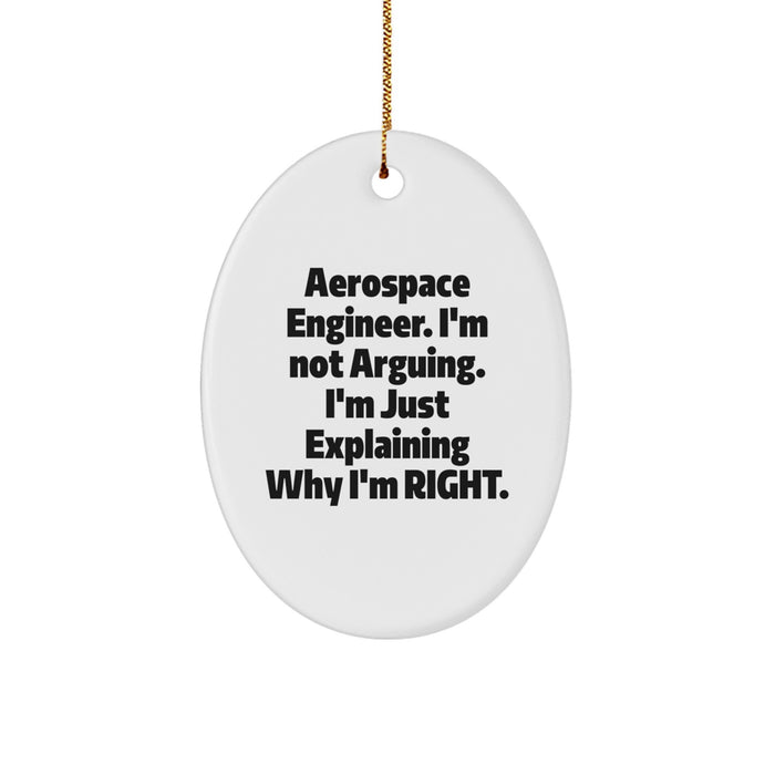 Unique Oval Ornament for Aerospace Engineer, Funny Quote Gifts, Christmas Unique Gifts from Friends, Coworkers, Family, Men, Women - Image 1