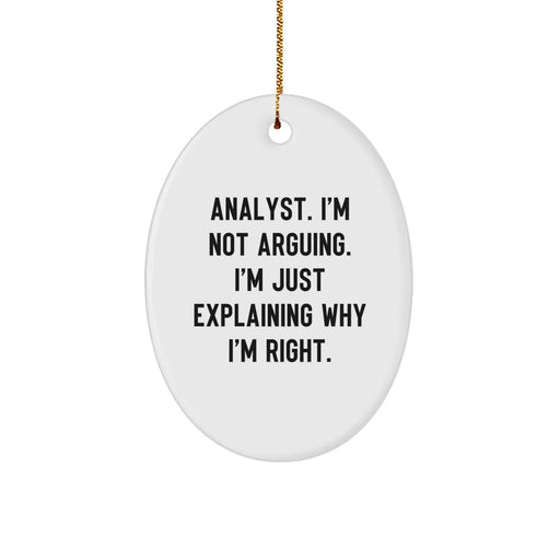 Funny Analyst Gifts from Friends for Christmas Unique Oval Ornament - Oval Shaped White Durable MDF - Image 1