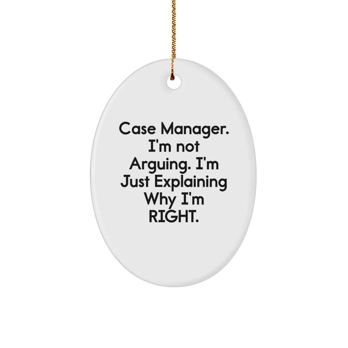 Funny Case Manager Gifts for Men, Oval Ornament from Friends, Perfect Inspiration for Case Manager Women at Christmas Unique Gifts - Image 1