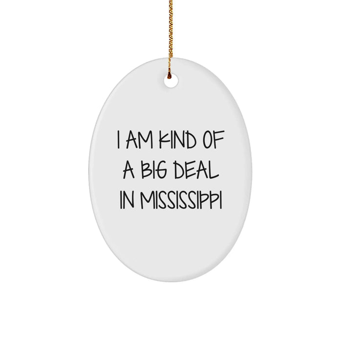 Funny Mississippi Oval Ornament for Men Gifts from Friends, Unique Christmas Unique Gifts for Mississippi State Fans, 'I Am Kind Of A Prime Selection In Mississippi' Oval Ornament - Image 1