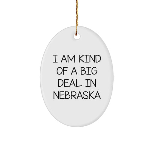 Funny Nebraska Oval Ornament, 'I Am Kind Of A Prime Selection' Quote, Unique Gifts from Friends, Family, or Coworkers for Christmas - Image 1