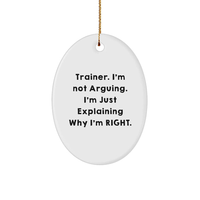 Funny Trainer Gifts for Men from Friends - Trainer Oval Ornament - Christmas Unique Presents for Trainers - Image 1