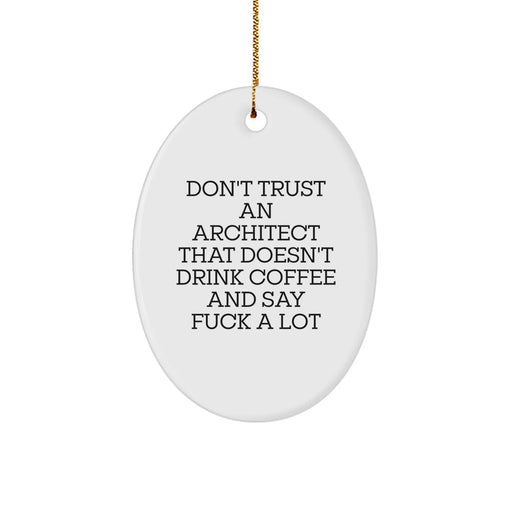 Funny Architect Gift Ideas - Oval Ornament for Men - Gifts from Friends and Family - Don't Trust An Architect That Doesn't Drink Coffee And Say F--k A Lot Christmas Unique Gifts - Image 1