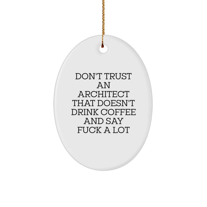Funny Architect Gift Ideas - Oval Ornament for Men - Gifts from Friends and Family - Don't Trust An Architect That Doesn't Drink Coffee And Say F--k A Lot Christmas Unique Gifts - Image 1