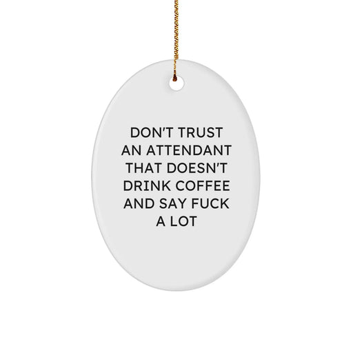 Funny Attendant Gifts, Oval Ornament for Attendant, Funny Christmas Unique Gifts from Men to Attendant - Image 1