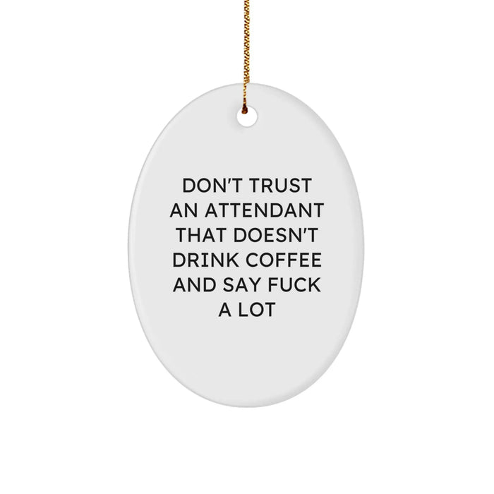 Funny Attendant Gifts, Oval Ornament for Attendant, Funny Christmas Unique Gifts from Men to Attendant - Image 1