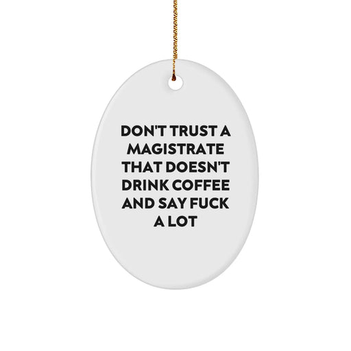 Funny Magistrate Gifts from Friends - Oval Ornament for Magistrate - Unique Christmas Unique Gifts for Men and Women - Don't Trust a Magistrate - Image 1