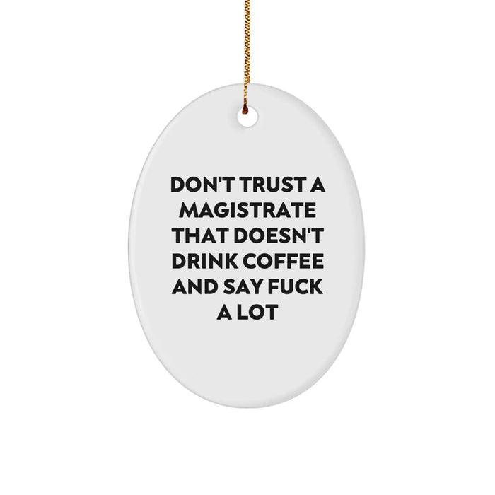 Funny Magistrate Gifts from Friends - Oval Ornament for Magistrate - Unique Christmas Unique Gifts for Men and Women - Don't Trust a Magistrate - Image 1