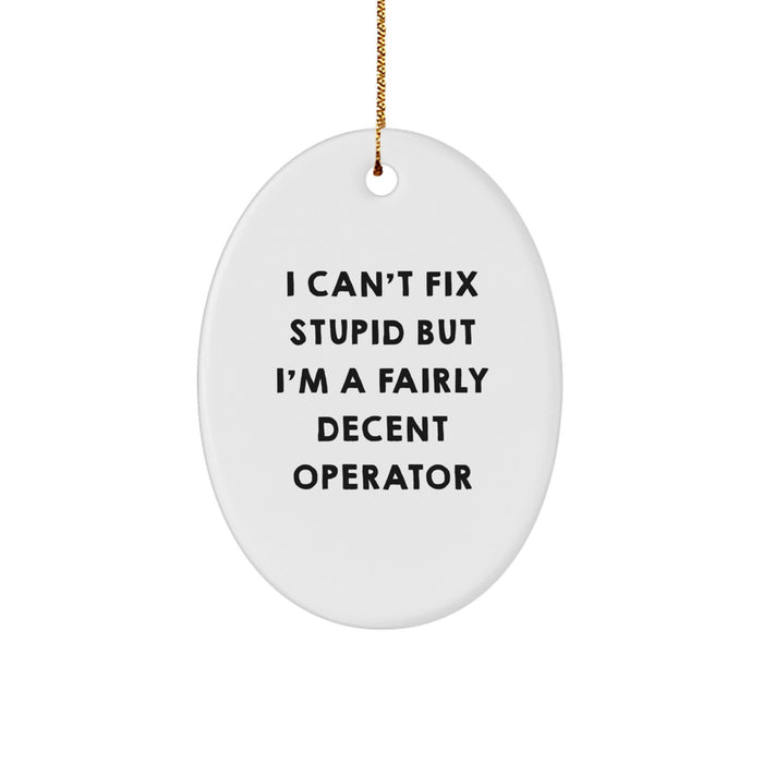 Funny Operator Oval Ornament Gifts from Friends for Operator Men, I Can't Fix Stupid but I'm a Fairly Decent Operator Christmas Unique Gifts - Image 1