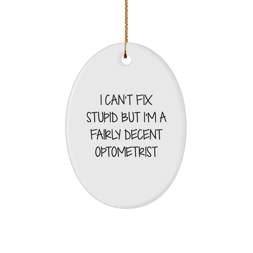 Funny Optometrist Gifts for Men from Friends - Oval Ornament I Can't Fix Stupid But I'm A Fairly Decent Optometrist Christmas Unique - Image 1