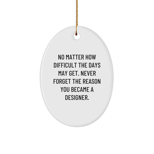 Designer Christmas Unique Gifts from Friends - Oval Ornament with Inspirational Quote - Perfect for Designer Enthusiasts - Great Gift for Him or Her - Image 1