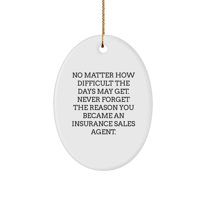 Funny Inspirational Gifts for Insurance Sales Agents, Oval Ornament Quote Reminders, Gifts from Coworkers, Christmas Unique Gifts for Insurance Sales Agents Friends - Image 1
