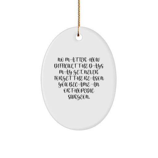 Funny Orthopedic Surgeon Gifts for Men, Women, Friends, Coworkers, Family - Oval Ornament with Inspirational Quote 'Never Forget The Reason You Became An Orthopedic Surgeon' Christmas Unique Gifts - Image 1