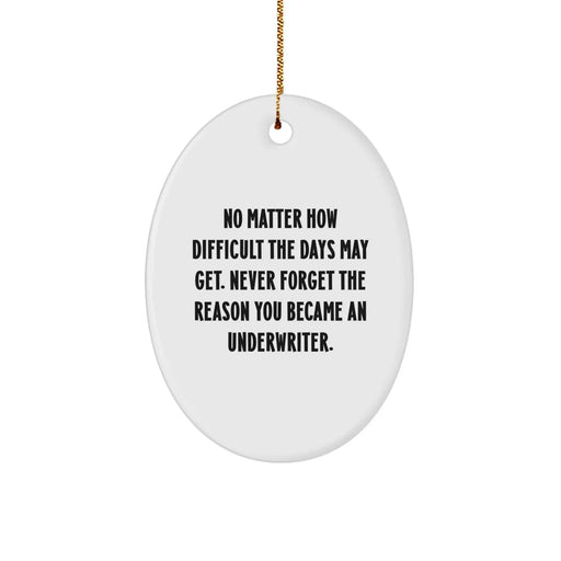 Funny Inspirational Underwriter Oval Ornament Gifts from Men to Underwriter Friends at Christmas - Image 1
