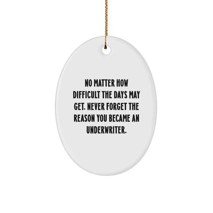 Funny Inspirational Underwriter Oval Ornament Gifts from Men to Underwriter Friends at Christmas - Image 1