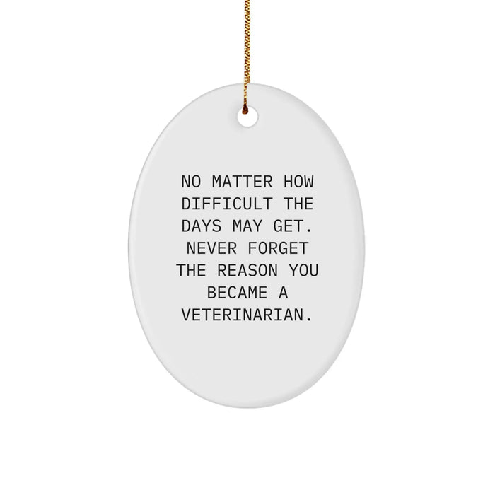 Funny Veterinarian Christmas Unique Gifts for Veterinarians from Friends, Oval Ornament with Inspirational Quote, Gifts for Veterinarians - Image 1