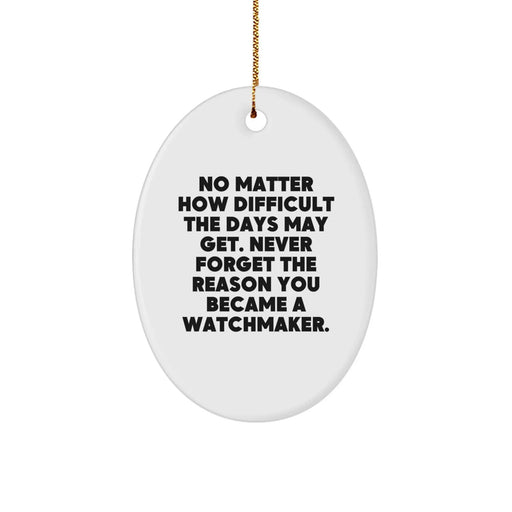 Funny Watchmaker Gifts from Friends - Oval Ornament for Watchmaker Men - Christmas Unique Gifts for Watchmaker Lovers - Never Forget The Reason You Became A Watchmaker - Image 1