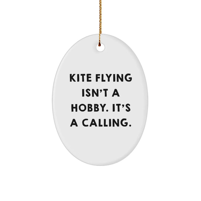 Funny Kite Flying Gifts for Men - Oval Ornament, Gifts from Friends for Kite Enthusiasts, Christmas Unique Decorations - Image 1