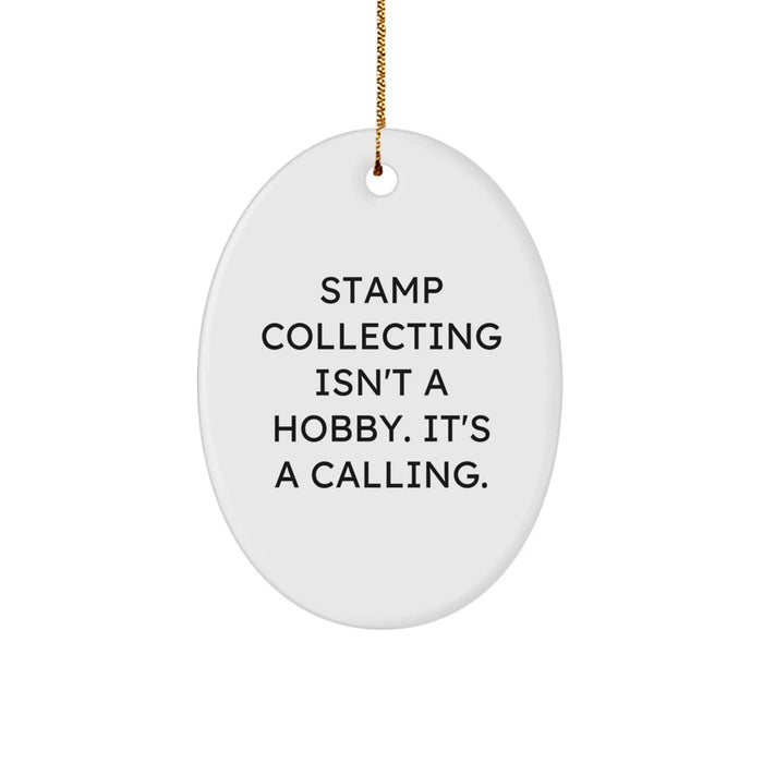 Funny Stamp Collecting Oval Ornament Gifts from Men for Women, Friends, Coworkers, or Family at Christmas - Image 1