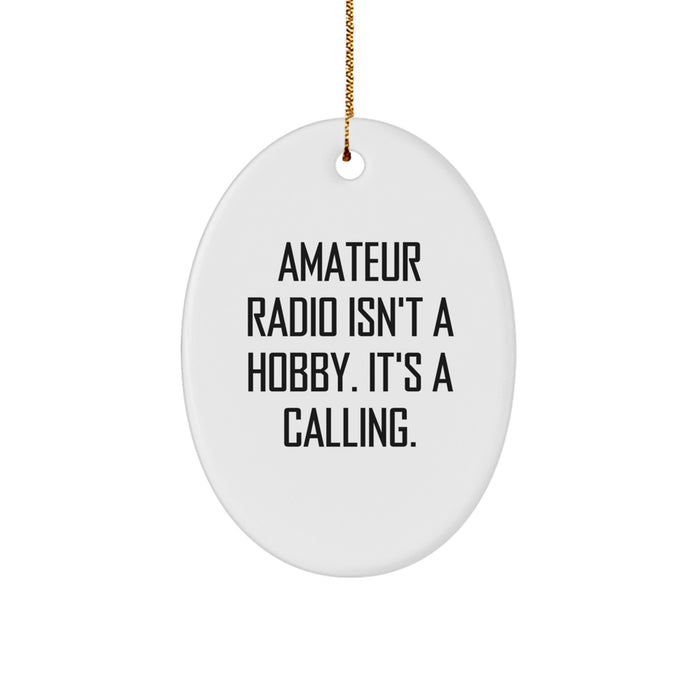 Amateur Radio Oval Ornament Gifts from Friends for Christmas - Inspirational Quote 'Amateur Radio Isn't A Hobby It's A Calling' - Image 1