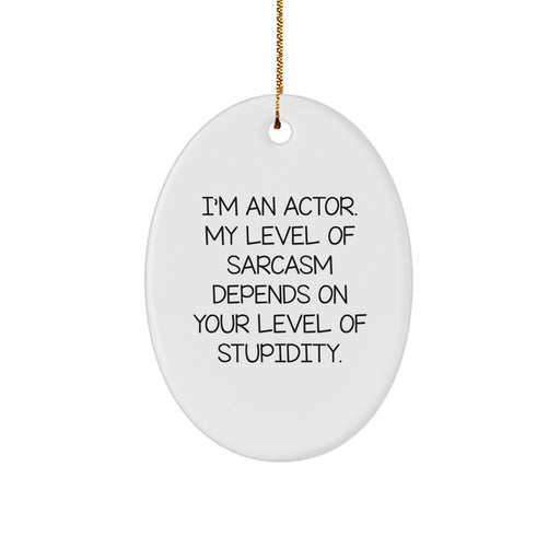 Funny Actor Gifts from Friends and Family, Christmas Unique Ornaments for Actor Fans, Oval Ornament I'm An Actor - My Level Of Sarcasm Depends On Your Level Of Stupidity. - Image 1