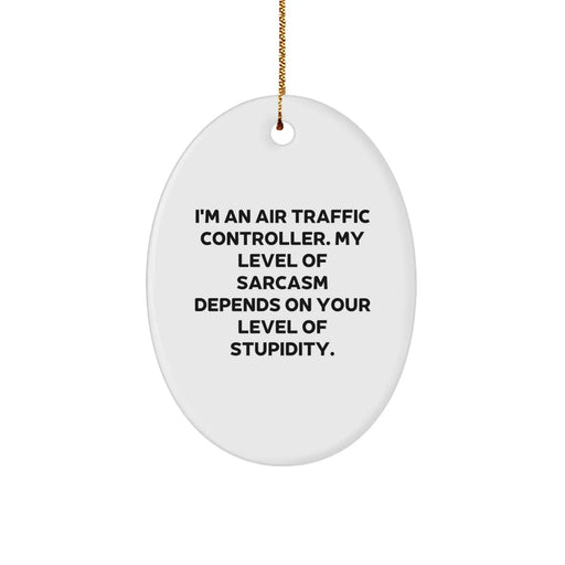 Funny Air Traffic Controller Gifts, Christmas Unique Oval Ornament for Men, Women, Friends, Coworkers, Air Traffic Controller, Oval Shaped Decoration - Image 1