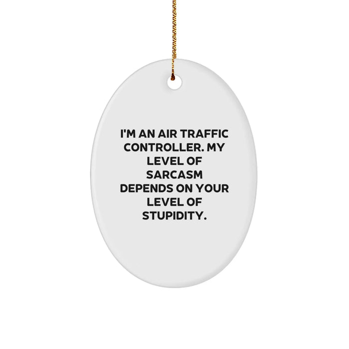 Funny Air Traffic Controller Gifts, Christmas Unique Oval Ornament for Men, Women, Friends, Coworkers, Air Traffic Controller, Oval Shaped Decoration - Image 1