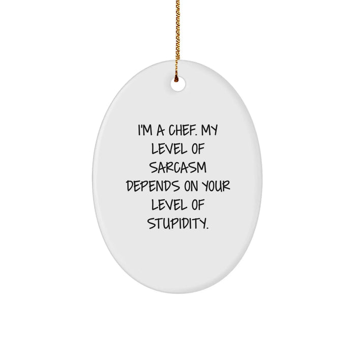 Funny Chef Oval Ornament Gifts for Men, Women, and Friends - I'm A Chef, Sarcasm Depends On Your Level Of Stupidity, Christmas Unique Gifts from Family - Image 1