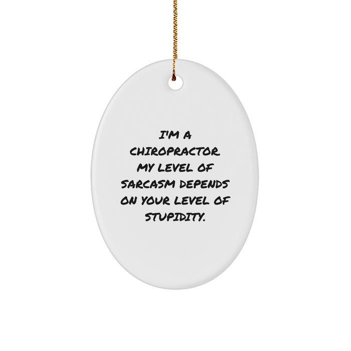 Funny Chiropractor Gifts for Men, Sarcasm Level, Oval Ornament, Gifts from Friends for Chiropractor, Unique Christmas Unique Gifts - Image 1