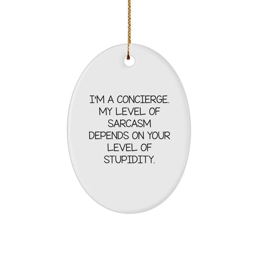 Concierge Gifts from Men for Friends - Funny Oval Ornament, Christmas Unique Decor, Oval Shaped Gift for Concierge - Image 1