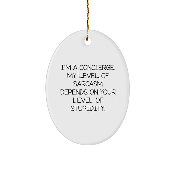 Concierge Gifts from Men for Friends - Funny Oval Ornament, Christmas Unique Decor, Oval Shaped Gift for Concierge - Image 1