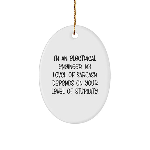Gifts for Electrical Engineer Friends from Funny Colleagues, Oval Christmas Ornament Sarcasm Level Decoration, Humorous Engineer Holiday Gift - Image 1