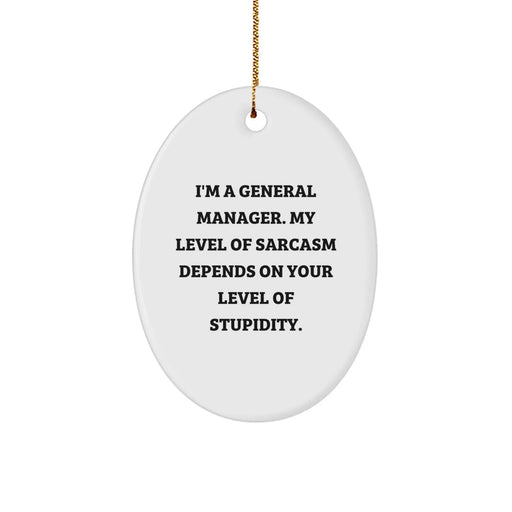 Funny Sarcasm General Manager Oval Ornament Gifts from Friends for Coworkers - Unique Christmas Unique Gifts - Image 1