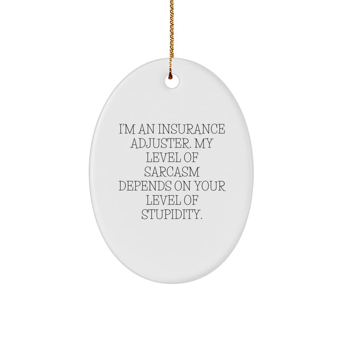 Funny Insurance Adjuster Gifts from Friends for Insurance Adjuster - Oval Ornament, Christmas Unique Gifts - Image 1