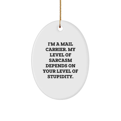 Funny Mail Carrier Oval Ornament Gifts from Men for Friends, Christmas Unique Gifts for Mail Carrier - Image 1