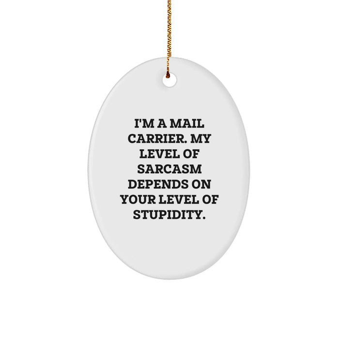 Funny Mail Carrier Oval Ornament Gifts from Men for Friends, Christmas Unique Gifts for Mail Carrier - Image 1
