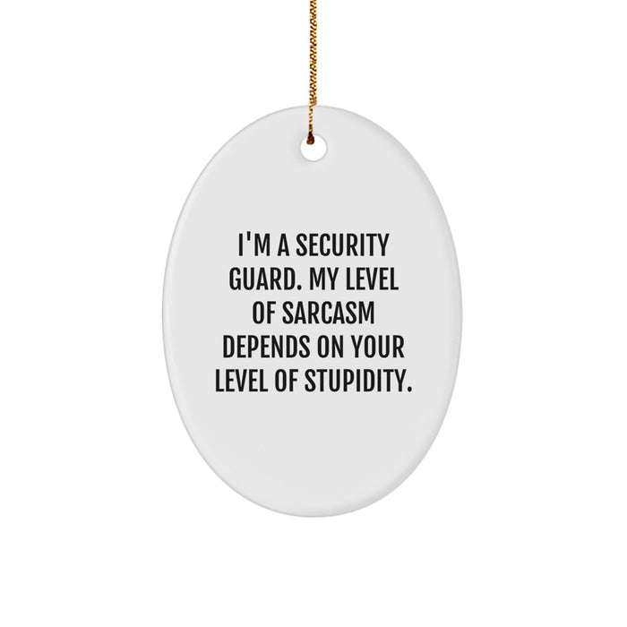 Funny Security Guard Gifts from Men for Christmas Unique Oval Ornament - Security Guard Sarcasm Humor - Image 1