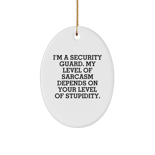 Funny Security Guard Gifts for Him from Men, Oval Ornament with Sarcastic Quote, Christmas Unique Gifts for Security Guard Friends - Image 1