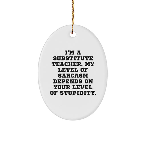 Funny Substitute Teacher Oval Ornament Gifts from Friends for Men and Women, Christmas Unique Gifts for Substitute Teacher - Image 1
