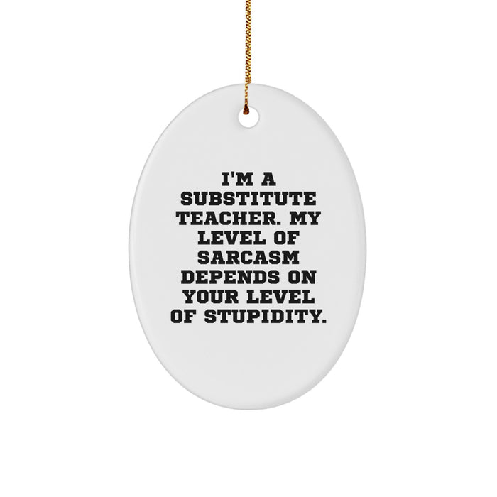 Funny Substitute Teacher Oval Ornament Gifts from Friends for Men and Women, Christmas Unique Gifts for Substitute Teacher - Image 1