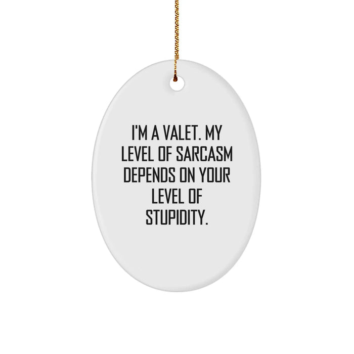 Funny Valet Gifts from Men - Oval Ornament for Valet, I'm A Valet, Sarcasm Level, Christmas Unique Gifts - Image 1
